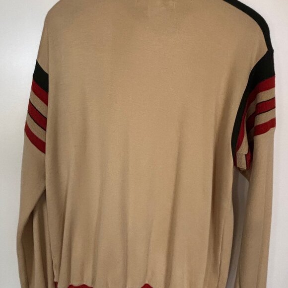 Vintage Track & Court Sweatshirt Large Mens Beige Red and Green Stripes - Picture 2 of 6